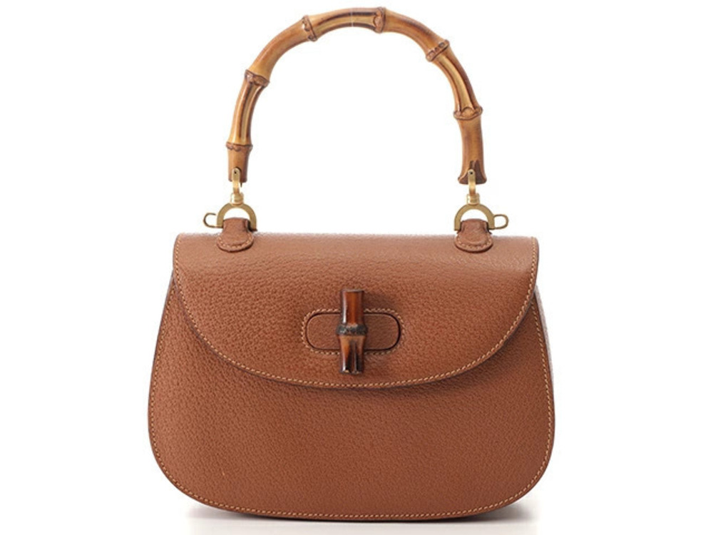 Gucci Bamboo Shoulder Bag Calfskin Brown